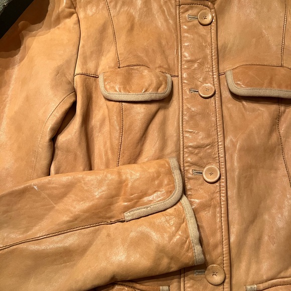 Sold. RARE GAP LEATHER Mod Jacket fully Lined. Gold Women’s Sz XS Buttery Soft. - Picture 10 of 16